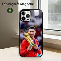R-Ronaldo Cool CR7 football Phone Case For iPhone17,16,15,14,13,12,11 Plus,Pro Magnetic For Magsafe Wireless Charging iPhone13PROMAX black