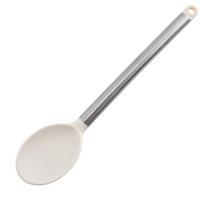 Stainless Steel Handle Silicone Soup Spoon, Food-Grade High-Temperature Resistant Cooking Silicone Kitchen Utensil Spoon. as the picture gray