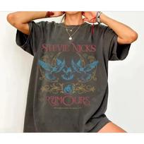 2026 Stevie Nicks Retro T shirt Women's T shirt Summer New Retro Unisex Casual Fashion Cotton T shirt 120 black