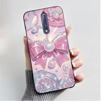 Telefono dėklas Nokia 8 TA-1004 TA-1012 TA-1052 / Nokia8 Sirocco minkšto silikono juodas dėklas Madingas drugelių ir gėlių galinis dangtelis Nokia 8 pink