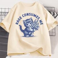 Rage Consumes Me Cat Tshirt Weirdcore Funny Hilarious Kitten Meme Unhinged T Shirt Health Dark Humor Tshirt WOMEN Clothes Tops 4XL gray