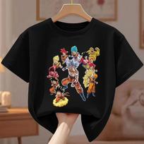 Kids Dragon Ball Z Son Goku Evolution Print T-shirt Boys Girls Casual Short Sleeve Tee Summer Anime Top 160 brown