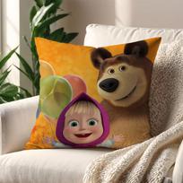Cartoon M-Masha And The B-Bears cute cushion cover Pillow Cover Home Sofa living Decoration Room  Office Car Nordic Simplicity 12x12Inch black