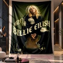 Wall Hanging Tapestry,Billie Eilish Printed Fabric Backdrop For Dorm Room Party Decoration 100cmx150cm brown