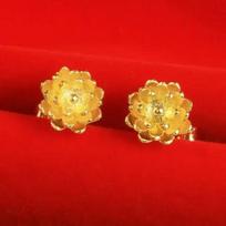 Moterų 18K aukso auskarai, elegantiški AU750 trimačiai meilės Fenixo auskarai, ir Light Yellow Gold Color violetinė
