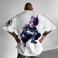 Summer New Dragon Ball Anime Vegeta Printed T shirt Men's and Women's T shirt Men's Top Sports T shirt Men's T shirt Y2K Tee 120 white