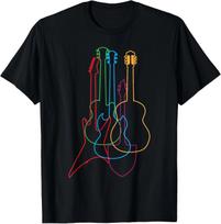 Colored Guitars Electric Acoustic Classical Gift T-Shirt L black
