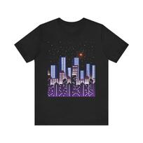 Neon City Skyline Tee | Nighttime Urban Lights Graphic L black