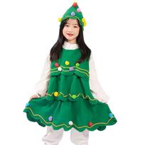 Boys/Girls Christmas Tree Suits Christmas Tree Cosplay Costume for Kids 130 juoda