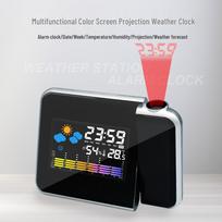 8190 Weather Station Projection Clock: Creative Silent LED Display, Color Screen, Perpetual Calendar, Weather, & Electronic Alarm Clock juoda