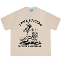 I Will Succeed Because I Am Insane Frog Crocodile Funny Meme Tshirt Unisex Unisex Hiphop Tshirts Casual Cotton Summer Tshirts 3XL beige