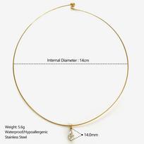 GHIDBK Statement 5 Designs Sparkling AAAA Zircon Pendant Necklace for Women Stainless Steel Choker Necklace Trendy Daily Jewelry white