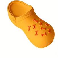 Durable Rubber Slippers-Shaped Chew Toy, Teeth Cleaning & Training, Indoor/Outdoor Play for Small, Medium, Large Dogs & Puppies S oranžinė