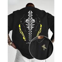 All-Season Casual Printed T-Shirt, Cyberpunk Mechanical Bone Print 5XL white