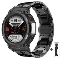 Plieninė apyrankė Huami Amazfit T-rex 3/2 Trex Pro Metalinė laikrodžio apyrankė Amazfit T-Rex Ultra T-REX PRO3 48MM Drugelio užsegimas Išmaniųjų laikrodžių priedai For Amazfit T-REX3 juoda