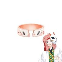 „Demon Slayer“ serijos „Cosplay“ žiedas „Kimetsu No Yaiba“ metalo emalio atviras reguliuojamas pirštų žiedas moterims Vyriški Anime aksesuarai resizable beige