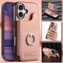 For Xiaomi 15T Pro 5G Luxury Case Anti-theft Brush Ring Holder Card Wallet Funda Xiaomi 15T Pro Case Bumper Armor Mi 15 T T15 xiaomi 15T rožinė