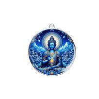 Medicine Buddha Tathagata Health & Peace Pendant - Double-Sided 30mm Gift for Friends & Family blue