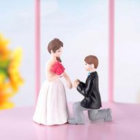 Landscape Bonsai Fairy Garden Marriage Lover Miniatures Wedding Doll Ornaments Couple Figurines 02 white