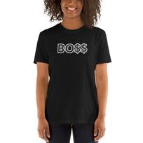 Boss trumpomis rankovėmis unisex marškinėliai unisex marškinėliai L black