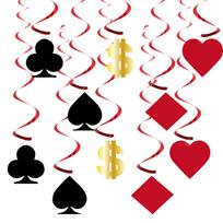 Poker Card Theme Casino Birthday Banner with Triangle Flags and Letters red