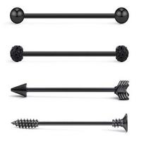 YW 4PC Gold Ear Industrial Barbell Scaffold Bar Barbell Piercing Cartilage Earring Body Jewelry Industrial Piercing 4pcs black