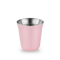 Izoliuotas nerūdijančio plieno espreso puodelis su dvigubomis sienelėmis, metalinis puodelis kapsulinei kavai, demitasse puodelis gėrimams namams, patalpoms ar laukui 160ml rožinė