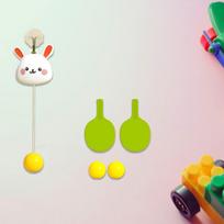 Hanging Table Tennis Train Interactive Toys Ping Pong with Racket Ball for Indoor Playing rabbit 3 balls white