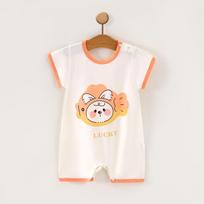 Baby Cotton Short Sleeve Bodysuit – Light, Breezy Infant Romper with Belly Protection 73 cm beige