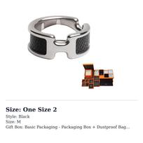 HERMES Olympe Leather Rings Women's H500058FK89XS One Size 2 juoda