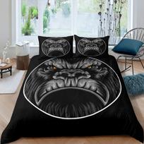 Orangutan Duvet Cover Cute Monkey Bedding Set Palm Leaves Tropical Botanical Primitive Animal Comforter/Quilt Cover EU Single(135*200cm)3pcs gray