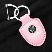 Odinė automobilio raktų pakabukas Skydo emblema Raktų pakabukas Skoda Octavia Fabia Superb Kodiaq Karoq Kamiq Rapid Yeti Roomster ydpf68 Skoda white