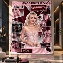 Wall Hanging Tapestry,Sabrina Carpenter Printed Fabric Backdrop For Dorm Room Party Decoration 100cmx150cm brown