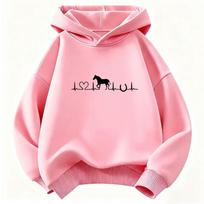 Arklių meilės širdies dizaino Hoodie vaikams Katės Vaikų džemperis su gobtuvu berniukams mergaitėms Rudens animacinių gyvūnų paprasti džemperiai su gobtuvu 120 rožinė
