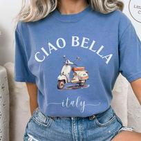 Italy Shirt, Ciao Bella Italia, Italian Scooter Tee, Comfort Colors T-shirt 150 gray
