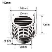 Stainles Steel Ventilated Rain Cap Exterior Wall Air Outlet Roof Duct Vent  Ventilation System 100mm