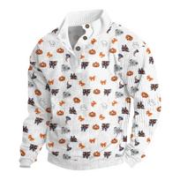 Men's Halloween Printed Corduroy Button Shirt XL balta