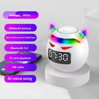 Nešiojamas mielas mažas velnias AI išmanusis Bluetooth garsiakalbis 3D stereo žemų dažnių garsiakalbis mini LED skaitmeninis laikrodis žadintuvas vandeniui atsparus HIFI muzikos dėžutė juoda