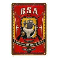 Vintažinis BSA motociklo metalinis skardinis ženklas Retro garažo klubo alaus baro sienų dekoras Namų dekoravimo plokštelė YI 26T0104 26T0104 20x30cm black