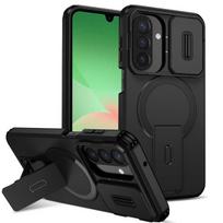 Skirta Samsung Galaxy A57 A37 A17 A56 A36 A26 A16 A55 A35 A25 A15 Magnetinis žiedas Laikiklis Slankiojanti kameros objektyvo apsauga Telefono dėklas Galaxy A56 juoda