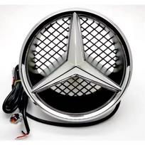 Balta mėlyna raudona šviesa automobilio priekyje su grotelių žvaigždės emblema LED apšviestas logotipas Mercedes Benz W205 CER ML GL GLA CLA CLS 2013-2016 Glowing blue sidabras