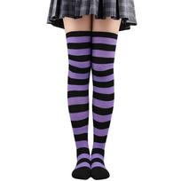 Warm Long Socks Thigh High Over Knee Socks Y2K Aesthetic Cosplay Socks  Cosplay Events Purple Black black
