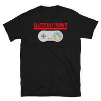 Classically Trained SNES Controller T-shirt Video Game Super Nintendo Retro Unisex T-Shirt L white