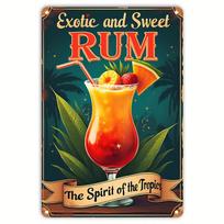 Fruit Juice Tin Sign Tiki Cocktails Coffee Whisky Tinplate Poster Classic Wall Plaque Signs Cafe Bar Billboard Art Decor Plates 20x30cm（7.8x11.8inch） red