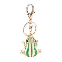 EASYA Unique Design Cute Rhinestone Green Frog Keychain Key Holder Women Handbag Pendant Accessories Car Key Rings žalia