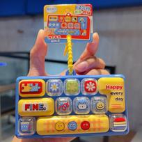 Cartoon 12-Keycaps Keychain Led Light Press Glowing Button Keyring Stress Relieving Clicker Keyboard Hanger Pendent Accessories gray