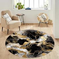 Marble Round Area Rug Greek Key Motif Marble Decor Base Floral Non-Slip Rug Round Carpet Non-Slip Floor Living Room Bedroom Mat 120x120cm beige