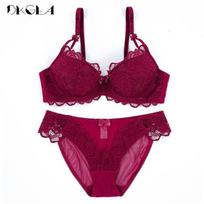 DKGEA plonas moteriškas apatinis trikotažas Sexy Bra Set Plus Size CD Cup Brassiere Lace 70D bordinė