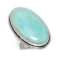 Amazonite Gemstone Handmade 925 Sterling Silver Jewelry Ring Size 8.5 p7n23 white