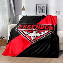 Essendon Football Club Red Diagonal Stripe Bomber Logo Flannel Blanket Aussie Rules Football Throw Blanket Sports Fan Bedroom Warm Sofa Cover Mat 80cm x 120cm red
